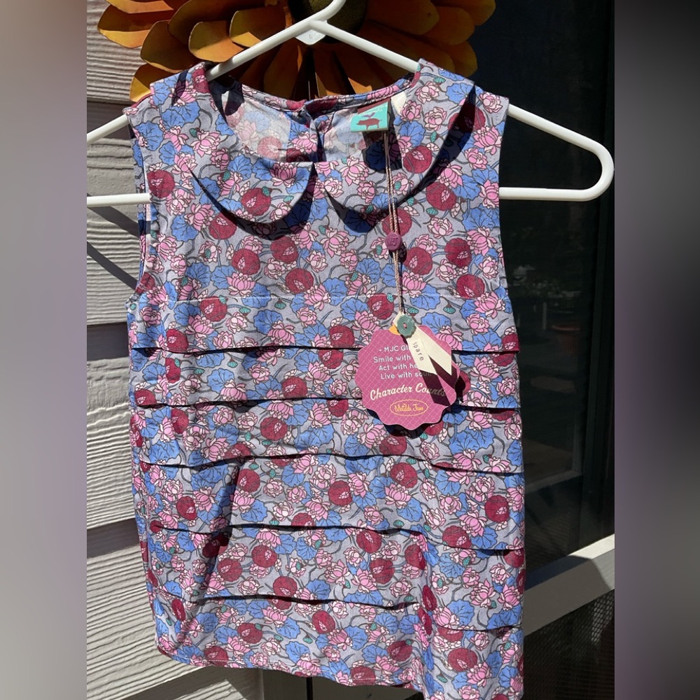 NWT Matilda Jane Floral Ruffle Top in Pink, Blue & Purple Size 8
